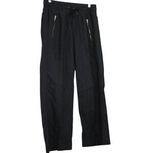 Athleta Cabo Linen Wide Leg Pants Womens Size 8 Black Casual Trousers